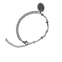Titanium Steel Bracelet & Bangle with 5cm extender chain Flat Round Vacuum Ion Plating patchwork & fashion jewelry & for woman silver color Length 16 cm Sold By PC