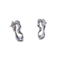 Tibetan Style Stud Earring, irregular, silver color plated, fashion jewelry & for woman & hollow, silver color, nickel, lead & cadmium free, 15x30mm, Sold By Pair