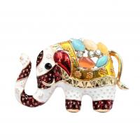 Rhinestone Brooch, Tibetan Style, Elephant, plated, Unisex & enamel & with rhinestone, more colors for choice, nickel, lead & cadmium free, 30-60mm, 10PCs/Lot, Sold By Lot