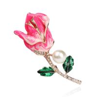 Enamel Brooch Zinc Alloy with Plastic Pearl Rose gold color plated Unisex & with rhinestone 30-50mm Sold By Lot
