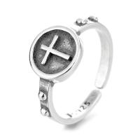 925 Sterling Silver Cuff finger ring, platina pläterad, Justerbar & för kvinna, Storlek:14, Säljs av PC