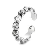 925 prata esterlina Cuff Ring Finger, cromado de cor platina, Ajustável & para mulher, tamanho:14, vendido por PC