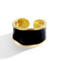 925 prata esterlina Cuff Ring Finger, cromado de cor dourada, Ajustável & para mulher & adesivo epóxi, Mais cores pare escolha, vendido por PC