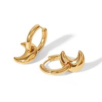 Huggie Hoop Drop Ohrringe, 304 Edelstahl, Mond, Modeschmuck & poliert & für Frau, goldfarben, 23x18mm, verkauft von Paar