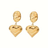 Stainless Steel Drop Earring, 304 Stainless Steel, Heart, Vacuum Ion Plating, fashion jewelry & polished & for woman, golden, 32x15mm, Sold By Pair