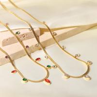Edelstahl Schmuck Halskette, 304 Edelstahl, mit Verlängerungskettchen von 5cm, Modeschmuck & poliert & für Frau & mit kubischem Zirkonia, keine, 15x12x3mm, verkauft per 41 cm Strang
