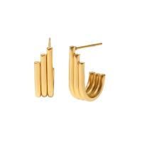 Stainless Steel Stud Earrings 304 Stainless Steel Vacuum Ion Plating fashion jewelry & polished & for woman golden Sold By Pair