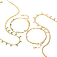 Edelstahl Schmuck Halskette, 304 Edelstahl, Modeschmuck & poliert & verschiedene Stile für Wahl & für Frau & mit kubischem Zirkonia, keine, verkauft von PC