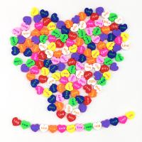 Χάντρες Polymer Clay, Καρδιά, DIY, μικτά χρώματα, 10mm, Περίπου 100PCs/τσάντα, Sold Με τσάντα