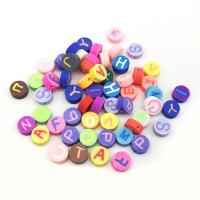 Χάντρες Polymer Clay, Γύρος, DIY & με σχέδιο επιστολής, μικτά χρώματα, 10mm, Περίπου 100PCs/τσάντα, Sold Με τσάντα