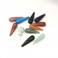 Gemstone Pendants Jewelry, Natural Stone, Teardrop, DIY & different materials for choice & half-drilled, more colors for choice, 10*32-33, Sold By PC