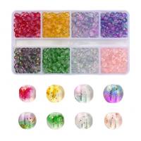 Fashion Glass Beads, with Gold Foil & Plastic Box, Round, painted, DIY, mixed colors, 109x63x15mm, Approx 560PCs/Box, Sold By Box