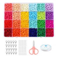 Glass Seed Beads Jewelry Finding Set Elastic Thread & Lobster Clasp & linking ring & beads & scissors​ with Plastic Box & Iron & 304 Stainless Steel & Zinc Alloy stoving varnish DIY mixed colors Sold By Box