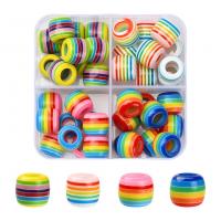 Resin Jewelry Beads, with Plastic Box, barrel, DIY, mixed colors, 73x69x24mm, Approx 40PCs/Box, Sold By Box