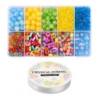 DIY Jewelry Supplies, Acrylic, Elastic Thread & beads, with Plastic Box, mixed colors, 161x100x26mm, Sold By Box