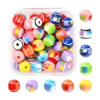 Resin Jewelry Beads, with Plastic Box, Round, DIY, mixed colors, 45x45x21mm, Approx 50PCs/Box, Sold By Box
