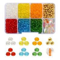 DIY Smykker Supplies, Glasperler, perler, med Plastboks & Jern & Akryl, guldfarve belagt, du kan DIY, blandede farver, 105x66x23mm, Ca. 1365pc'er/Box, Solgt af Box