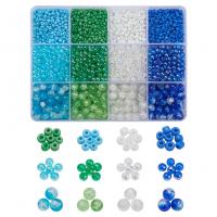 Mixed Acrylic Beads, with Glass Beads & Plastic Box, DIY, more colors for choice, 130x100x22mm, Sold By Box