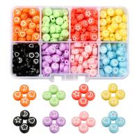 Acrylic Jewelry Beads, with Plastic Box, Flat Round, DIY, mixed colors, 105x66x23mm, Approx 440PCs/Box, Sold By Box