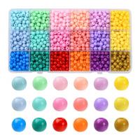 Opaque Acrylic Beads, with Plastic Box, Round, DIY, mixed colors, 191x100x22mm, Sold By Box