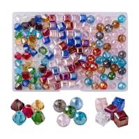 Plated Akrylpärlor, Glaspärlor, med Plastlåda, DIY, blandade färger, 108x74x18mm, Ca 150PC/Box, Säljs av Box