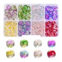 Fashion Glass Beads, with Gold Foil & Plastic Box, Round, painted, DIY, mixed colors, 105x66x23mm, Approx 176PCs/Box, Sold By Box