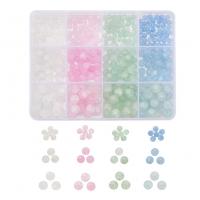 Crackle Glasperler, med Plastboks, Runde, du kan DIY & frosted & knitren, blandede farver, 130x100x22mm, Ca. 400pc'er/Box, Solgt af Box