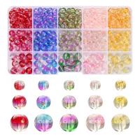 Fashion Glass Beads, with Gold Foil & Plastic Box, Round, painted, DIY, mixed colors, nickel, lead & cadmium free, 175x100x25mm, Approx 565PCs/Box, Sold By Box