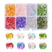 Fashion Glass Beads, with Gold Foil & Plastic Box, Round, painted, DIY, mixed colors, nickel, lead & cadmium free, 105x66x23mm, Approx 360PCs/Box, Sold By Box