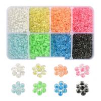 Kleur Lined Glass Seed Beads, Glas rocailles, met Plastic Box, DIY & luminated, gemengde kleuren, 105x66x23mm, Ca 3600pC's/box, Verkocht door box