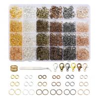 Zinc Alloy Jewelry Finding Set with Plastic Box & Brass & Iron & 304 Stainless Steel plated DIY mixed colors nickel lead & cadmium free Sold By Set