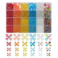 Mixed Acrylic Beads, with Glass Beads & Plastic Box, DIY & different styles for choice, more colors for choice, 190x130x20mm, Sold By Box