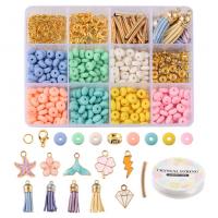 DIY Jewelry Supplies, Polymer Clay, with Plastic Box & Elastic Thread & Iron & Tibetan Style, plated, mixed colors, 130x100x22mm, Sold By Set