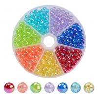 Plated Acrylic Beads, with Plastic Box, Round, DIY, mixed colors, 99x15mm, Sold By Box
