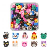 Polymer Clay Beads, with Plastic Box, Animal, DIY, mixed colors, 63x64x20mm, Approx 100PCs/Box, Sold By Box