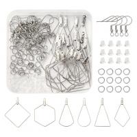 304 Stainless Steel Earring Finding Set, with Plastic Box & Plastic, DIY, original color, 74x72x17mm, Approx 196PCs/Box, Sold By Box