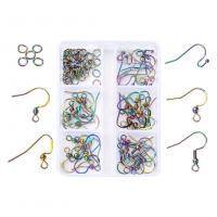 304 Stainless Steel Earring Finding Set, with Plastic Box, Vacuum Ion Plating, DIY, multi-colored, 82x63x15mm, Approx 100PCs/Box, Sold By Box