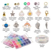 DIY Jewelry Supplies, Glass Beads, with Plastic Box & Polymer Clay & Elastic Thread & Iron & Tibetan Style, plated, stoving varnish, mixed colors, nickel, lead & cadmium free, 190x130x21mm, Sold By Set