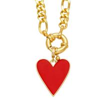 Cubic Zircon Micro Pave Brass Necklace, Heart, gold color plated, micro pave cubic zirconia & for woman & enamel, more colors for choice, nickel, lead & cadmium free, 34x23mm, Length:20.1 Inch, Sold By PC