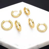 Messing Huggie Hoop Ohrringe, rund, goldfarben plattiert, verschiedene Größen vorhanden & für Frau, goldfarben, frei von Nickel, Blei & Kadmium, verkauft von Paar