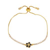 Cubic Zirconia Micro Pave Brass Bracelet with Polyester Cord gold color plated & micro pave cubic zirconia & for woman nickel lead & cadmium free Length 9.4 Inch Sold By PC