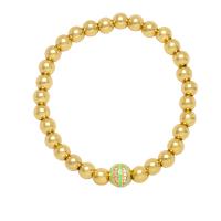 Cubic Zirconia Micro Pave Brass Bracelet, Round, gold color plated, micro pave cubic zirconia & for woman & enamel, more colors for choice, nickel, lead & cadmium free, 8x8mm, Length:6.7 Inch, Sold By PC