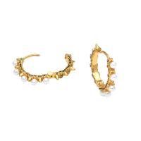 Befestiger Zirkonia Messing Ohrring, mit Kunststoff Perlen, goldfarben plattiert, verschiedene Stile für Wahl & Micro pave Zirkonia & für Frau, frei von Nickel, Blei & Kadmium, verkauft von Paar