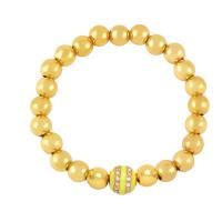 Cubic Zirconia Micro Pave Brass Bracelet Round gold color plated micro pave cubic zirconia & for woman & enamel nickel lead & cadmium free Length 6.7 Inch Sold By PC