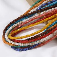 Perles de coquille colore naturelle, Plat rond, DIY, plus de couleurs à choisir, 3-4mm, Vendu par Environ 14.96 pouce brin