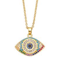 Evil Eye Jewelry Necklace Brass with 2 extender chain plated micro pave cubic zirconia & for woman nickel lead & cadmium free Length 17.7 Inch Sold By PC