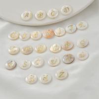 Shell Pendants, with Brass, Alphabet Letter, gold color plated, DIY & different styles for choice & gold accent, 15mm, Sold By PC