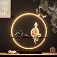 Backflow Incense Burner, Porcelain, handmade, for home and office & durable & with LED light & multifunctional & different styles for choice, more colors for choice, 270x100x325mm, Sold By PC