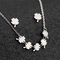 Fashion Stainless Steel Jewelry Sets Stud Earring & necklace 304 Stainless Steel with 1.97inch extender chain Four Leaf Clover 2 pieces & fashion jewelry & for woman original color 7*9mm 10*7mm Length Approx 17.72 Inch Sold By Set