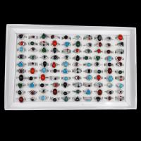 Cink Alloy Ring Set, Cink ötvözet, divat ékszerek & egynemű, kevert színek, nikkel, ólom és kadmium mentes, 6mm-22mm, 10PC-k/Bag, Által értékesített Bag